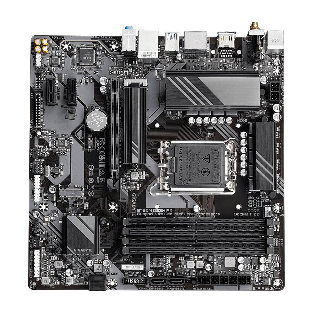 Bekijk afbeelding 5 van Gigabyte 1700 B760M DS3H AX - DDR5/2xM.2/DP/HDMI